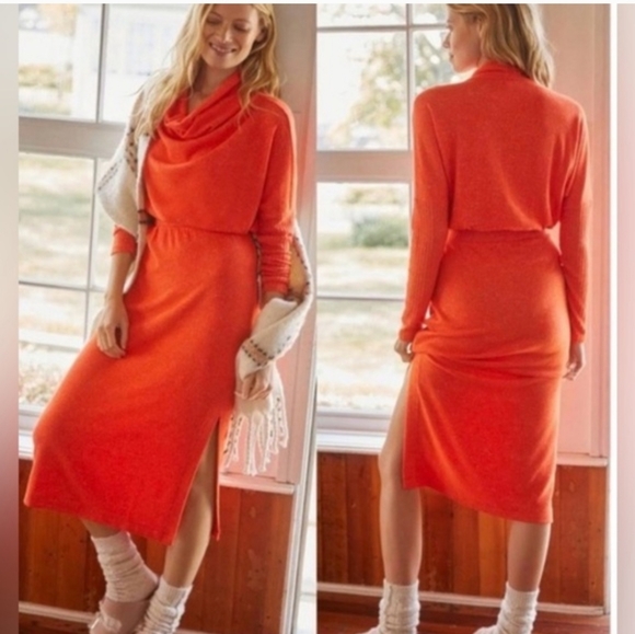Anthropologie Dresses & Skirts - Anthropologie Daily Practice Vibrant Orange Long Sleeve So Soft Dress